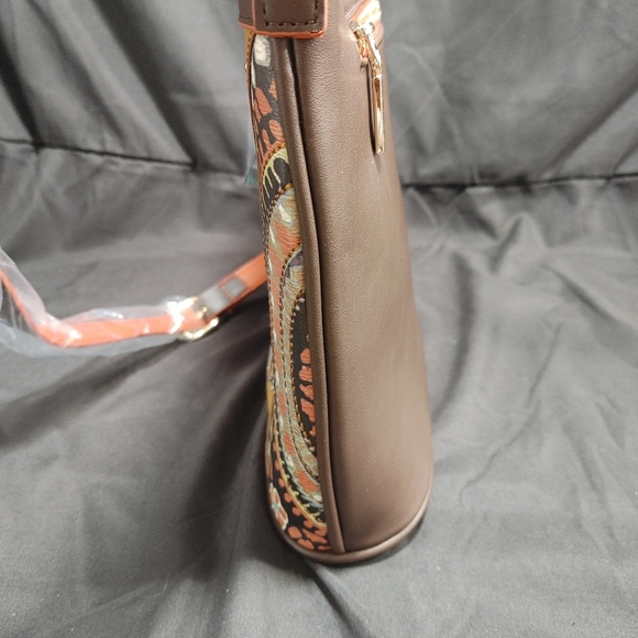 Nicole Lee Artistic Crossbody Bag with Orange and Brown Accents - Picture 15 of 16
